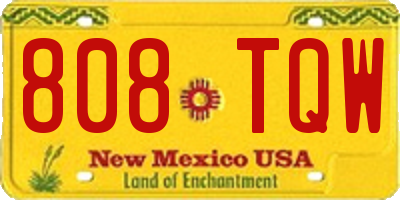 NM license plate 808TQW