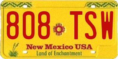 NM license plate 808TSW