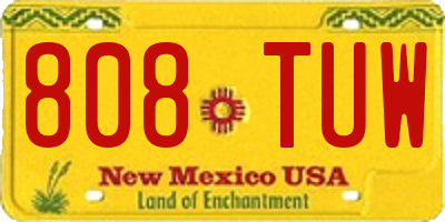 NM license plate 808TUW