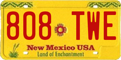 NM license plate 808TWE