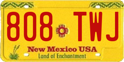 NM license plate 808TWJ