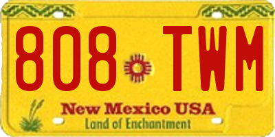 NM license plate 808TWM