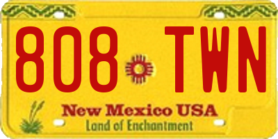 NM license plate 808TWN