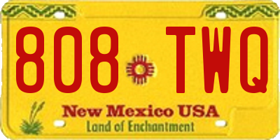 NM license plate 808TWQ
