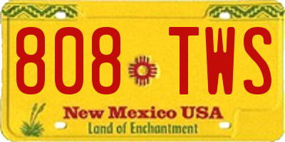 NM license plate 808TWS