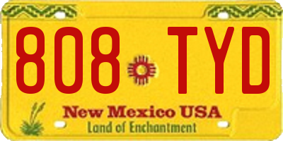 NM license plate 808TYD