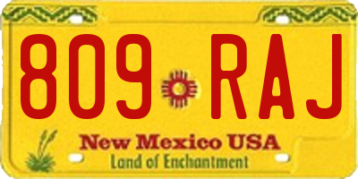 NM license plate 809RAJ