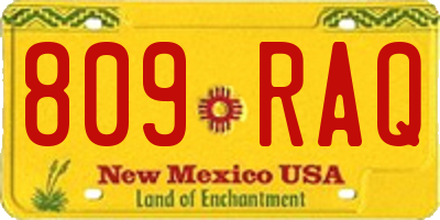 NM license plate 809RAQ