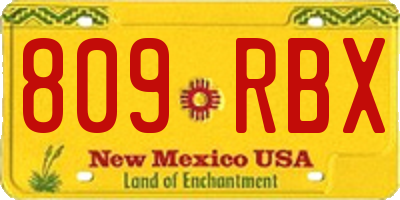 NM license plate 809RBX