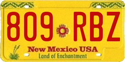 NM license plate 809RBZ