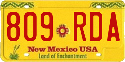 NM license plate 809RDA