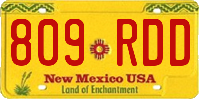 NM license plate 809RDD