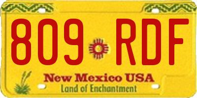 NM license plate 809RDF