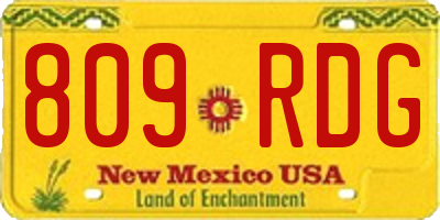 NM license plate 809RDG