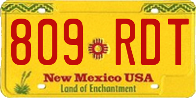 NM license plate 809RDT