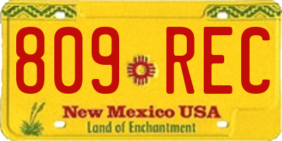 NM license plate 809REC