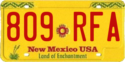NM license plate 809RFA