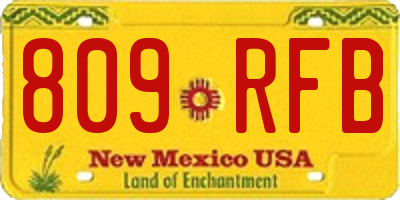 NM license plate 809RFB