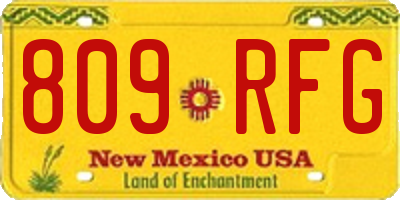 NM license plate 809RFG