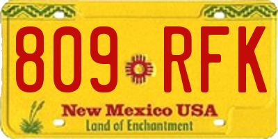 NM license plate 809RFK