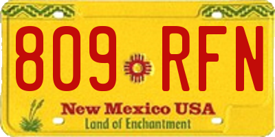 NM license plate 809RFN