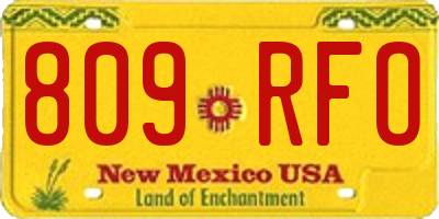 NM license plate 809RFO