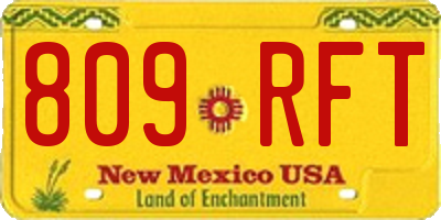 NM license plate 809RFT