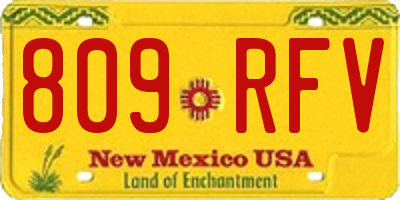NM license plate 809RFV