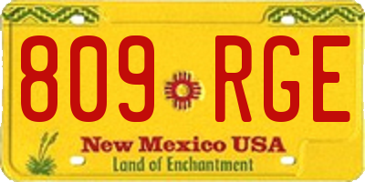 NM license plate 809RGE