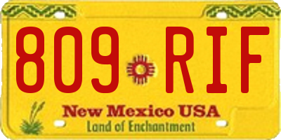 NM license plate 809RIF