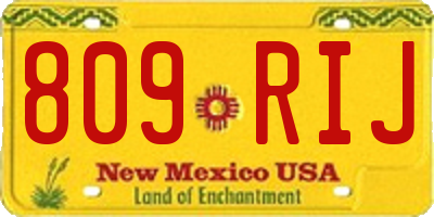 NM license plate 809RIJ