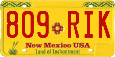 NM license plate 809RIK