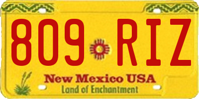NM license plate 809RIZ