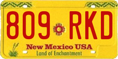 NM license plate 809RKD