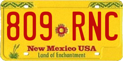 NM license plate 809RNC