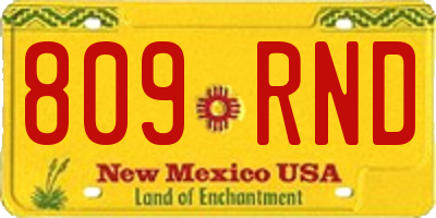 NM license plate 809RND