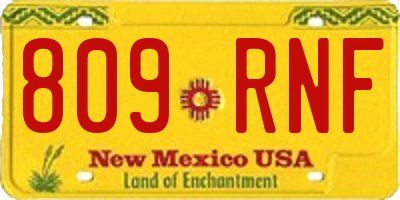 NM license plate 809RNF