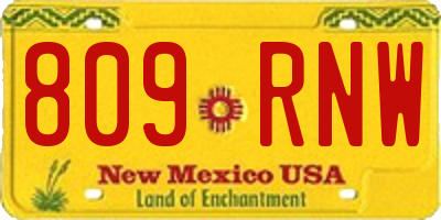 NM license plate 809RNW