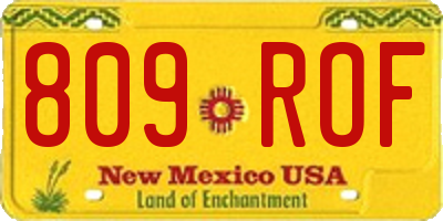 NM license plate 809ROF