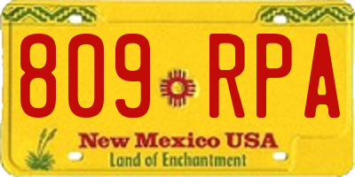 NM license plate 809RPA