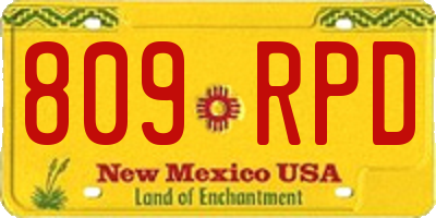 NM license plate 809RPD