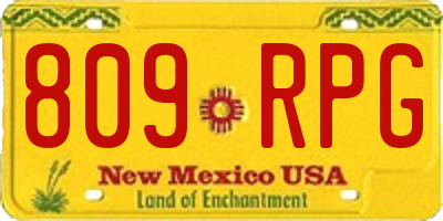 NM license plate 809RPG