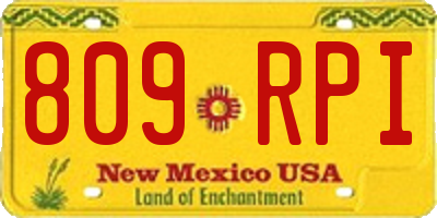 NM license plate 809RPI
