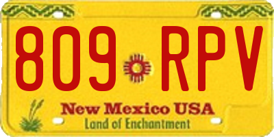 NM license plate 809RPV