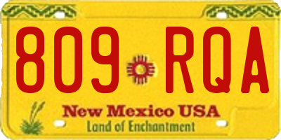 NM license plate 809RQA