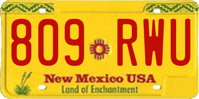 NM license plate 809RWU
