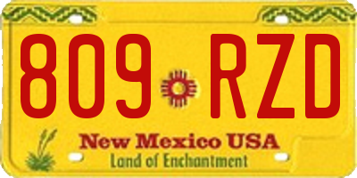 NM license plate 809RZD