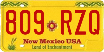 NM license plate 809RZQ
