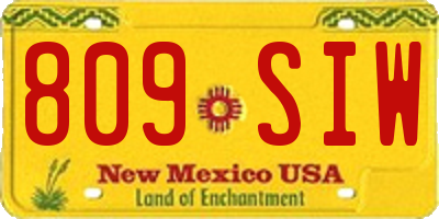 NM license plate 809SIW