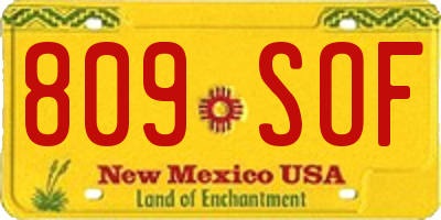 NM license plate 809SOF